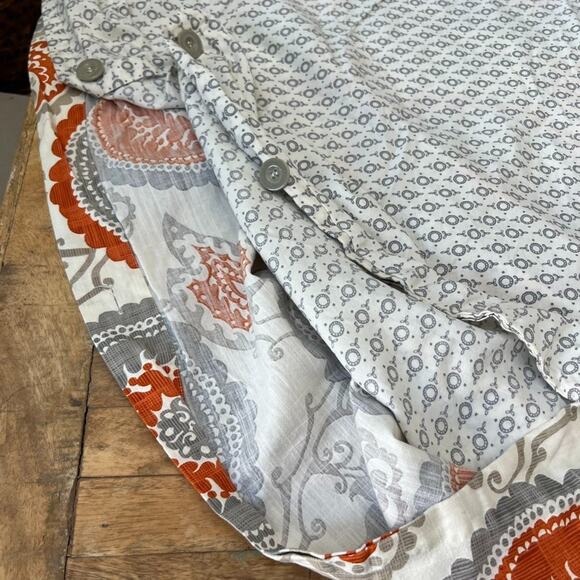 Threshold Duvet Cover Full Queen Boho Medallion Orange Gray Paisley - Picture 6 of 8